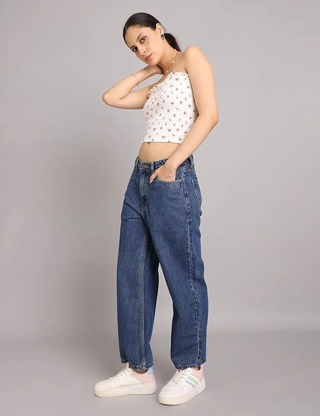 inkd جينز نسائي مريح - متوسط الارتفاع | 100٪ قطن | جينز للنساء